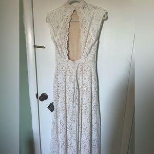LULUs lace white midi dress, BRAND NEW. Perfect for a bride! NWT